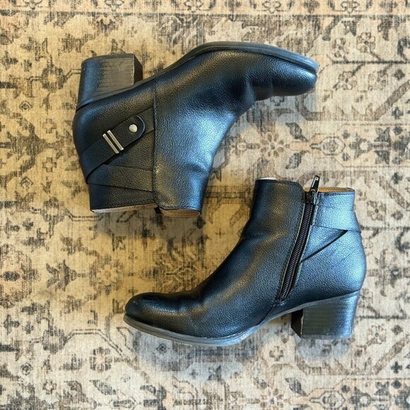 SOUL Naturalizer Boots Women's Size 7 Black Calm Booties Zipper Block Heel - Picture 3 of 9